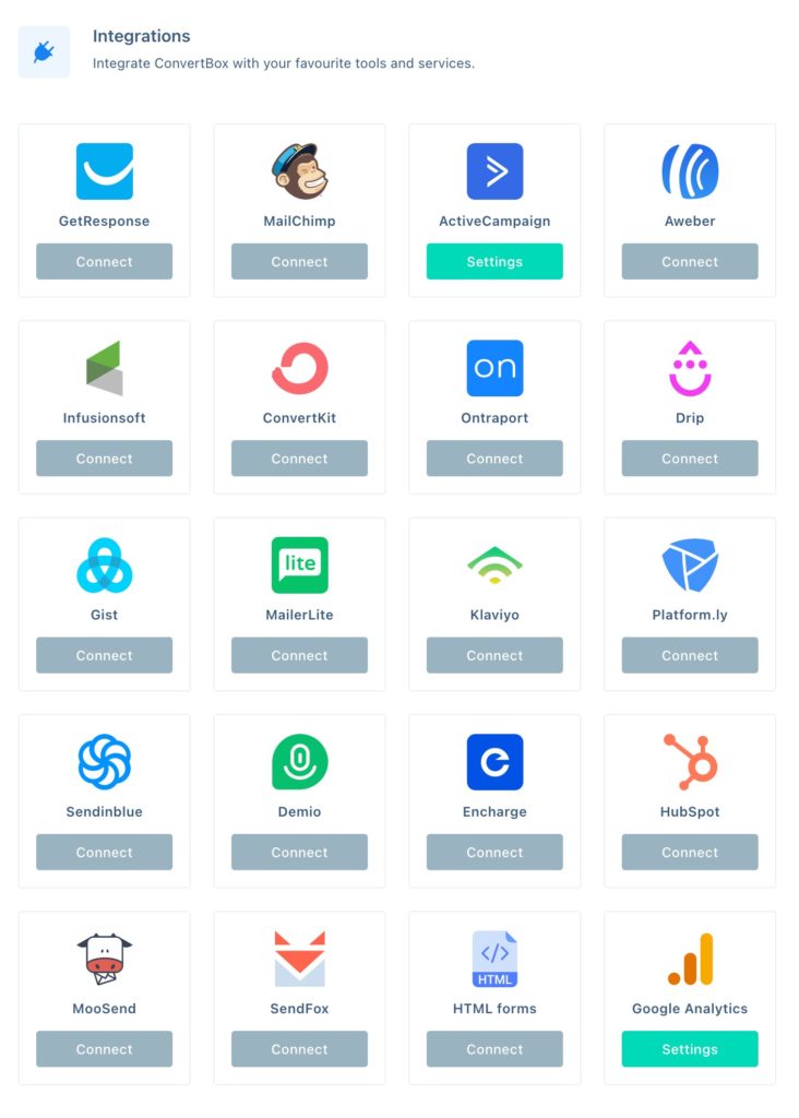 Integrationen Convertbox